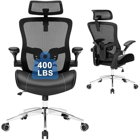 Luckyear Big and Tall Office Chair, 400lbs Heavy Duty Ergonomic Desk Chair with Soft 3D Modeling Foam Cushion Home Office Desk Chairs with Adjustable Headrest Seat Height Executive Computer Task Chair Cover