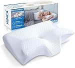 HOMCA Memory Foam Pillow, 2 in 1 Cervical Pillow for Neck Pain Relief, Ergonomic Neck Support Pillows for Side Back Stomach Sleepers with Breathable Pillowcase(White)