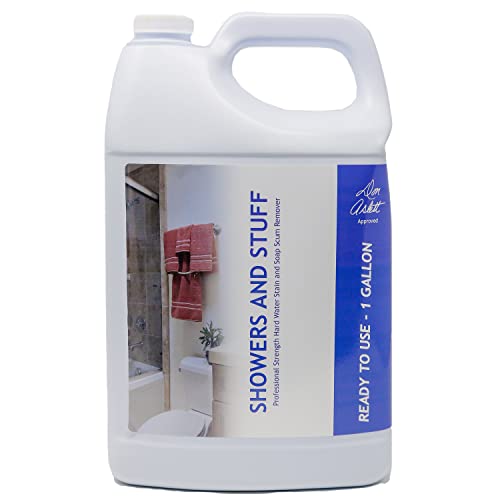 Don Aslett Showers and Stuff (1 Gallon) Hard Water Stains and Soap Scum Remover | Multi Surface Cleaner of Bathroom Rust, Marks, Grout Tile Lines, Fiberglass Tub, Glass Shower Doors