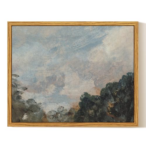 InSimSea Framed Canvas Wall Art, Vintage Landscape Painting, Rustic Nature Scenery Decor for Living Room Shelf Hallway, 10x8in, Earthy Tones
