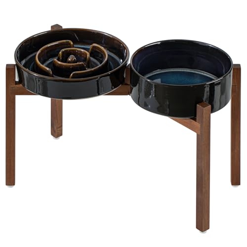 Havniva Raised Slow Feeder Dog Bowls, Elevated Dog Bowls Slow Feeder Set