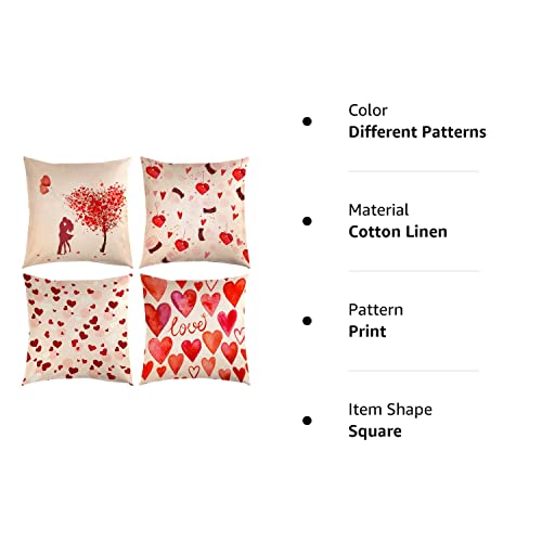 Tuparka 4 Pack Valentine's Day Throw Pillow Covers 18 X 18 Inch Holiday Pillow Case For Sofa Couch Home Cushion Decoration #TOP7