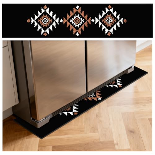 Image of Fridge Mat - 9.1 inch x 38.6 inchRefrigerator Mats with Water Absorbent, Leak-Proof Rubber Backing, Easy to Clean, Bohemian Design, Protect Floors from Spills (Diamond)