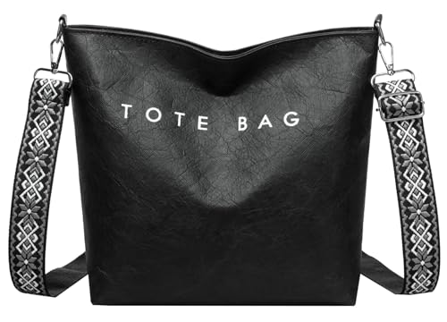 Women's PVC Tote Bag Guitar Strap Crossbody Shoulder Bag Large Work College Daily Kraft Paper Handbag