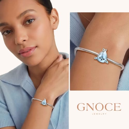 Image of GNOCE Ocean World Cute Animal Charm Beads,925 Sterling Silver Dangle Charms Fit Bracelets & Necklace, Hand-Finished Keepsake Travel Jewelry Gift for Women Men BBF