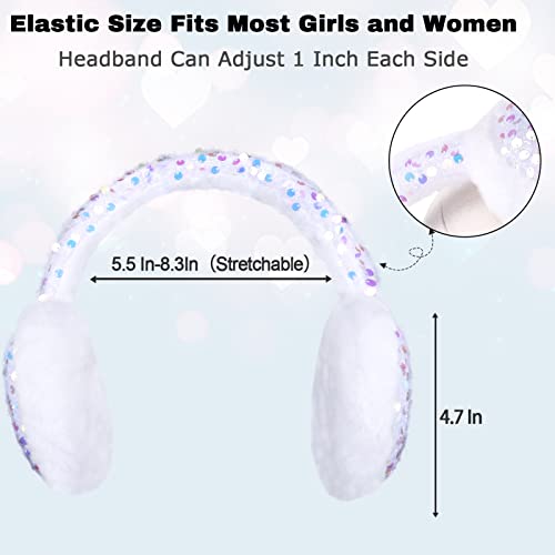 ACTLATI Girl Winter Earmuffs Sequin Shiny Outdoor Ear Warmers Fluffy Muffs Cute Faux Fur Earmuff for Kids Adult Women2