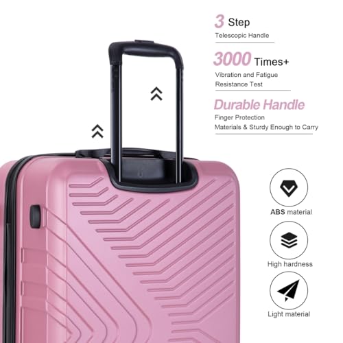 Luggage Set 3 Piece Suitcase Set Double Spinner Wheels TSA Lock Carry-on luggage Clearance (20inch 24inch 28inch)-Pink3