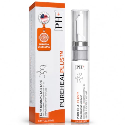 PureHealPlus Patented Silicone Scar Gel for Surgical Scars – Surgeon-Developed Treatment for Old & New Scars, C-Section, Keloids, Burns & Acne, Siberian Sea Berry Oil Infused Scar Cream, Made in USA