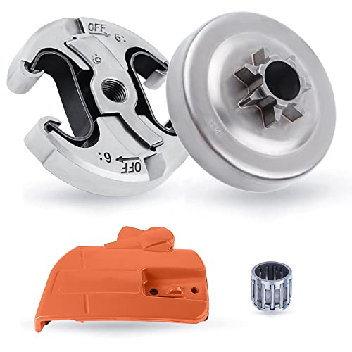 Adefol Kettenbremse Kupplung Seitenabdeckung und .325" 7T Kupplungstrommel Für Husqvarna 340 345 346 350 Serie mit Nadellager Ersatzteile für 537107801, 578097901