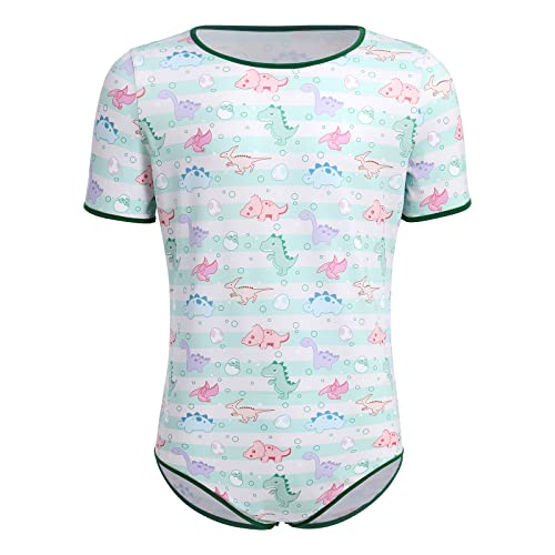 ABDL Body Männer Herren Overall Bodysuit Kurzarm T-Shirt Unterhemd Ouvert Body Sportbody Druckknöpfe im Schritt Karikatur Druckt Einteiler Jumpsuit...
