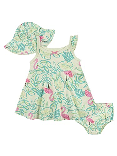 Image of Gerber baby-girls 3-piece Sundress, Diaper Cover and Hat Set