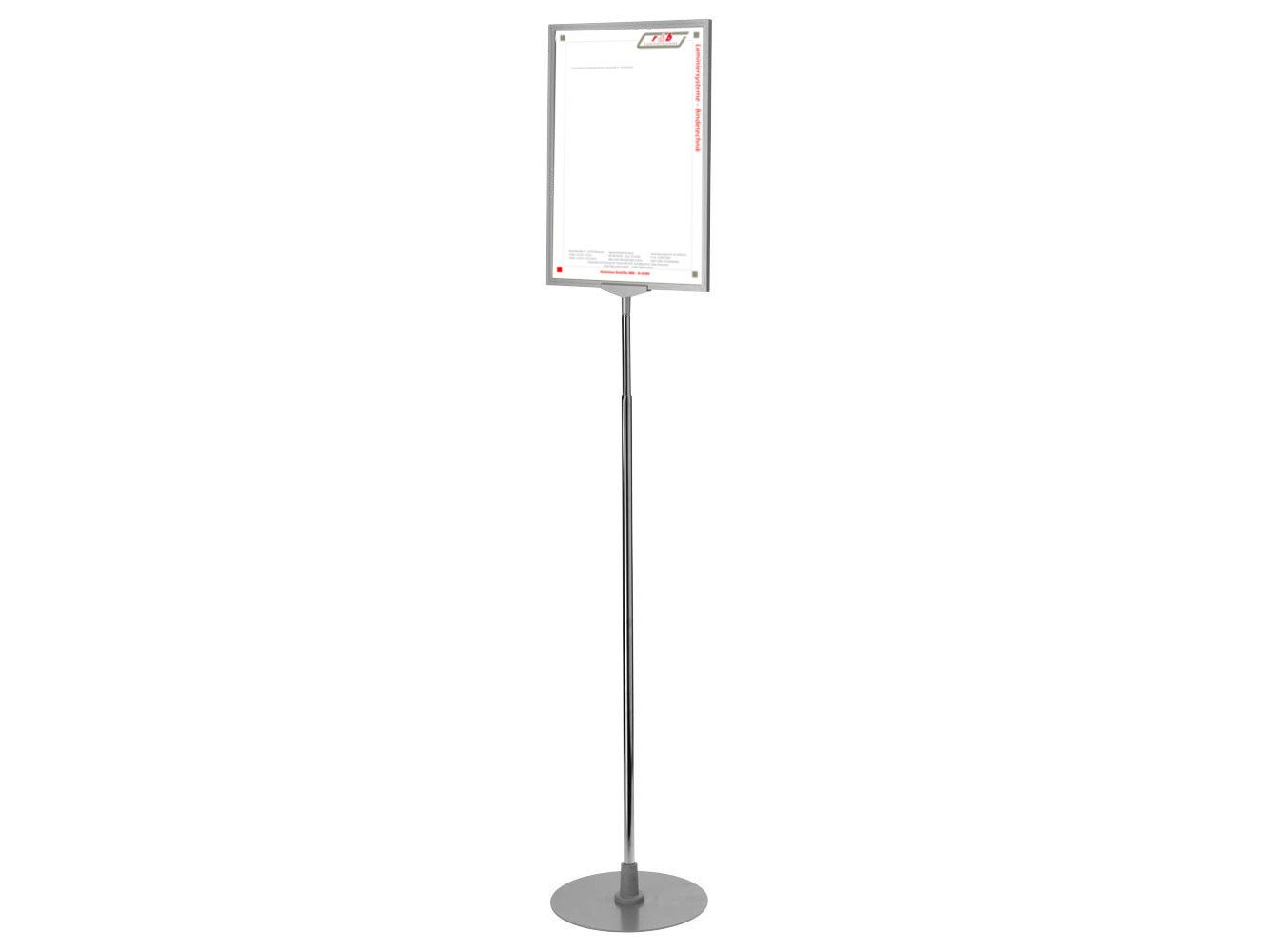 r&b PLSTA4-SI Teleskop-Plakatständer Set mit DIN A4 Plakatrahmen, 1er Set, silber