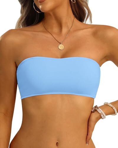 Image of Aqua Eve Women Strapless Bikini Top Only Bandeau Swim Top Tube Top Swimsuit