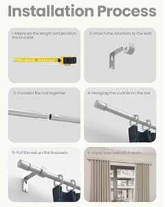 Box Space Curtain Rods for Windows 28 to 42 inches, 6/8 inch Diameter Adjustable Length End Cap Style Curtain Rod Set, Decorative Curtain Rod with Brackets - Silver