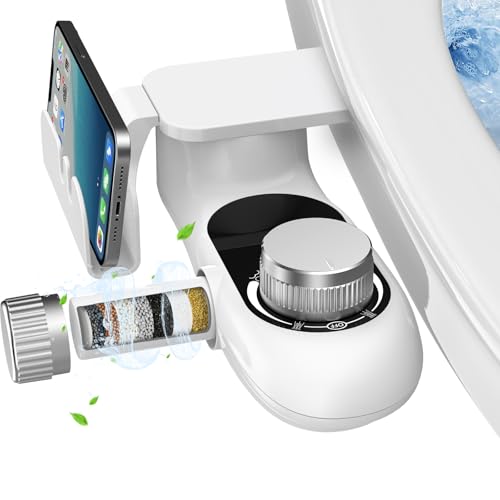 Vatex BIDET ATTACHMENT For Toilet With Filters, Non-Electric Self Cleaning Dual Nozzle(Frontal/Rear Wash) For Bidet Toilet Seat cover