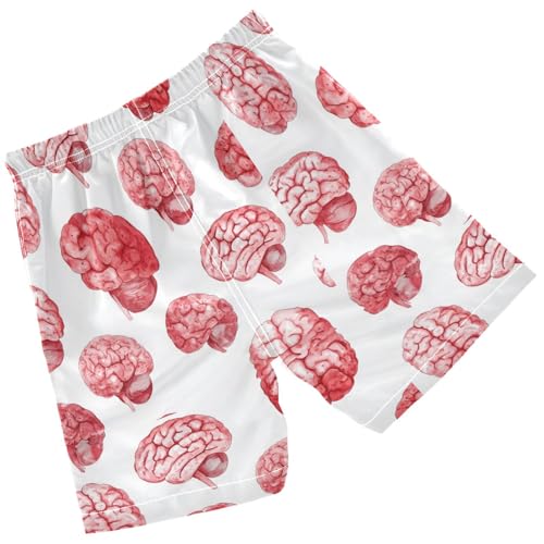 Pigsaly Boys' Swim Board Shorts Watercolor Big Human Brain Boy's Swim Trunks Kids Swimwear M2