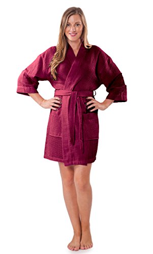 Image of Turquaz Lightweight Short Robes For Women Waffle Kimono Bathrobe - Soft, Fast-Drying, Long-Lasting Cotton Blend