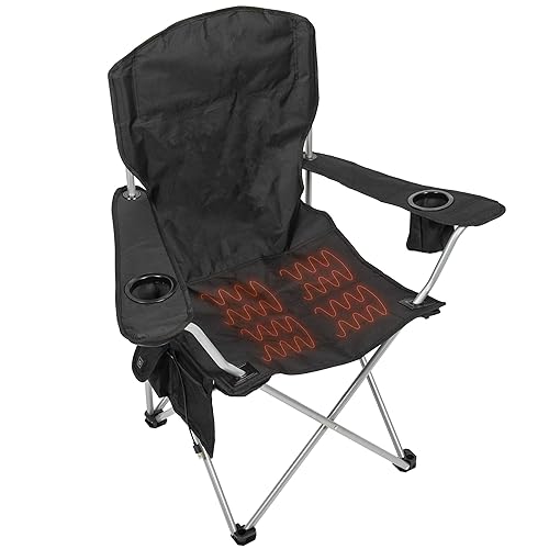 CAMP & GO Heated Deluxe Quad Camping Chair, Folding Heated Chair with 18