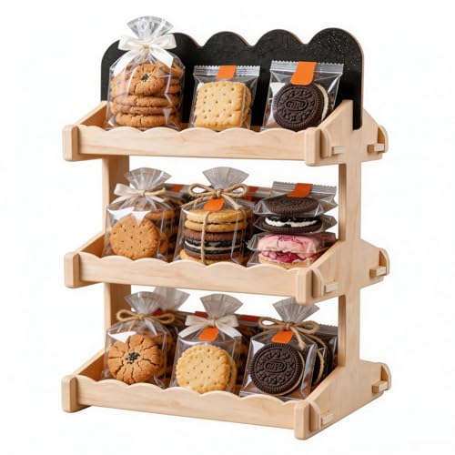 Cookie Display Stand 3 Tier Wooden Stand for Cupcake Pastries Snacks