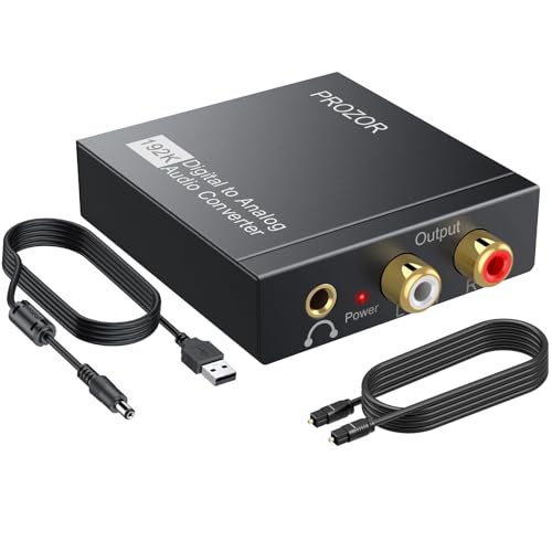 PROZOR 192KHz Digital to Analog Audio Converter DAC Digital SPDIF Optical to Analog L/R RCA Converter