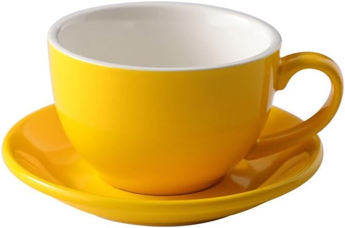 Macaron Colored Ceramics 350ml Cappuccino Coffee Cup Set Saucers