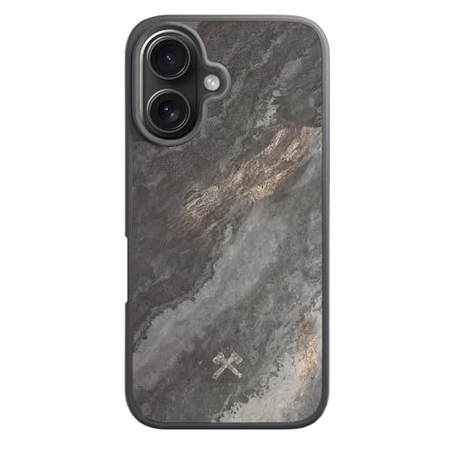Coque magnétique iPhone 16 Woodcessories bumper camo gris outdoor