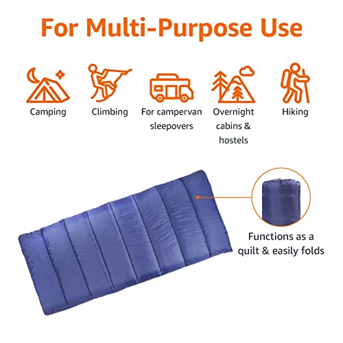 Amazon Basics Twin Size Cold Weather Lightweight Sleeping Bag For Adults, 3-Season 30 Degree F Backpcking Hiking Camping Rectangular Blue #TOP3