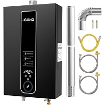 Natural Gas Tankless Water Heater, 4.74 GPM 18L Indoor,Constant propane water heater,Instant Hot Natural Gas Water Heater with Fahrenheit Digital Display,Multi-Protection