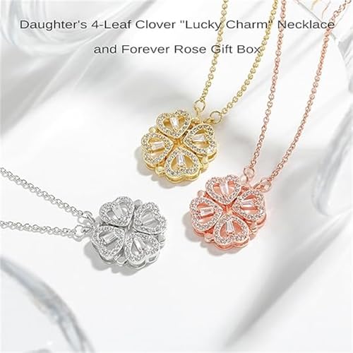 Daughter’s Lucky Clover Necklace Keepsake Gift Set, S925 Sterling Silver Necklace Eternal Flowers for My Daughter Birthday Gifts4