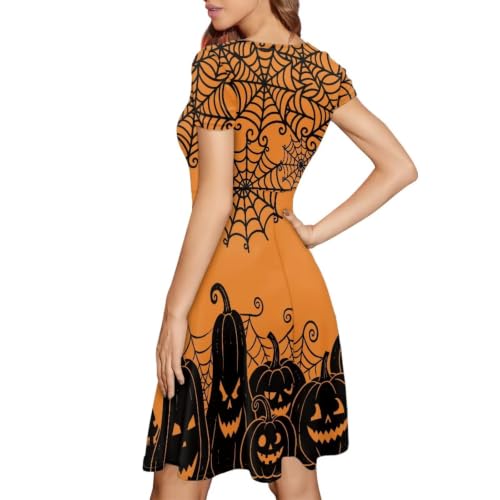 Image of AFPANQZ Womens Casual Summer Lightweight Vintage Dress Short Sleeve Midi Dress Knee-Long Luxury Formal Dress