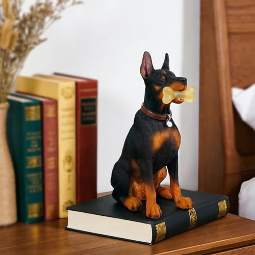Estatua de Doberman para interior en resina miniatura 3