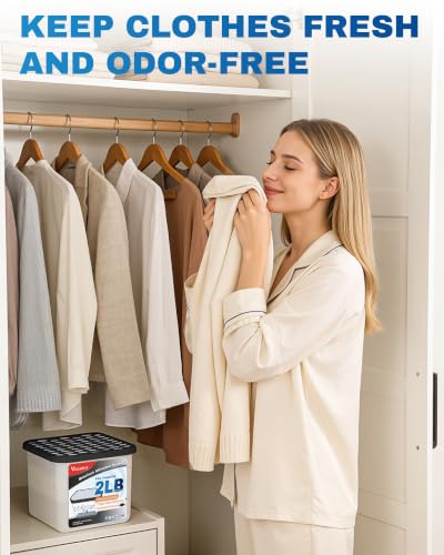 Image of 2 LB Vacplus Moisture Absorber, Strong Absorption, Charcoal, 2 Pack | Hi-Capacity, Wider Absorption, Closet, Bathroom, Basement, Odor Eliminator, Extra-Large Capacity Dehumidifier Bucket