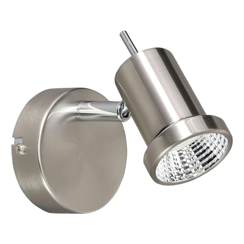 Action Wandleuchte, 1-flammig, Serie Hoorn, 1 x LED, 5 W, Durchmesser 8 cm, Kelvin 3000, Lumen 400, nickel matt 450301640000