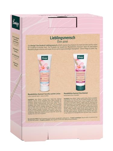 Kneipp Geschenkpackung Lieblingsmensch - Set: Duschbalsam Mandelblüten Hautzart (200ml) + Mandelblüten Hautzart Sensitiv Leichte Lotion (200ml) - inkl. Geschenkbox