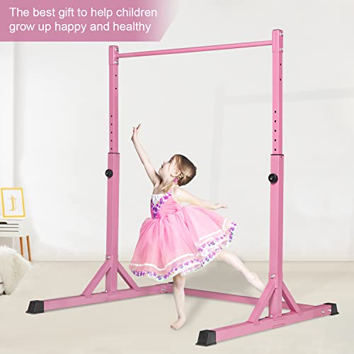 Bongkim Gymnastics Bar For Kids,Adjustable Height Gymnastic Horizontal Bars,Folding Gymnastics Equipment Junior Training Bar For Home Using,Stable Kids Training Bar For Children (Pink) #TOP5
