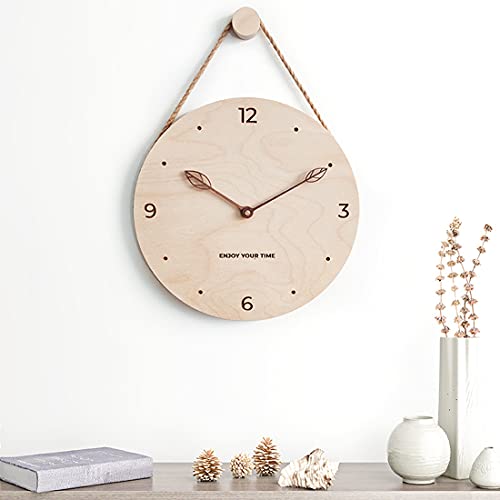 Jomihoney 12 Inch Wooden Wall Clock With Rope Hanger, Super Silent Non Ticking Battery Operated Quartz Digital Wall Clock, Decor For Kitchen Office Living Room Bedroom #TOP1
