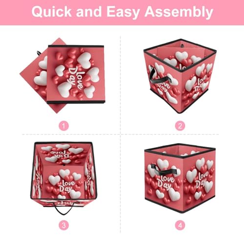 Boîte de rangement pliable Love Day grand panier cube 27.9 cm avec double poignées