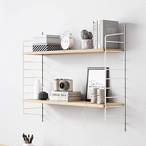 HJW Praktische opbergrek dubbellaags drijvende plank wandsteun, metalen hout opknoping opbergrek voor fotolijst boek plantenpot woonkamer slaapkamer badkamer keuken 1Huiyang-01020, wit - Image 7