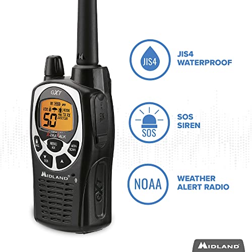 Midland 50 Channel Waterproof Gmrs Two-Way Radio - Long Range Walkie Talkie With 142 Privacy Codes, Sos Siren, And Noaa Weather Alerts And Weather Scan (Black/Silver, 3-Pack) #TOP5