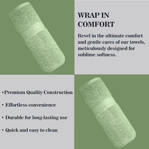 Image of Sulfar Cotton Face Towel 30x30 cm| 480 GSM Terry Ring Spun Soft & Highly Absorbent Hand Towel| Quick Dry Compact for Face, Gym & Travel| 30 x 30 Cm| Nature Green (Pack of 1)