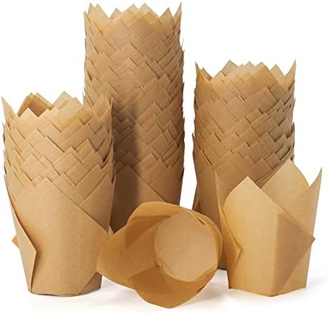 Tulip Cupcake Liners, halp·ssfm 200Pcs Muffin Baking Liners Holders Premium Baking Cups Cupcake Wrappers Christmas Cupcake Liners for Halloween Wedding Birthday Valentine Party（Natural）