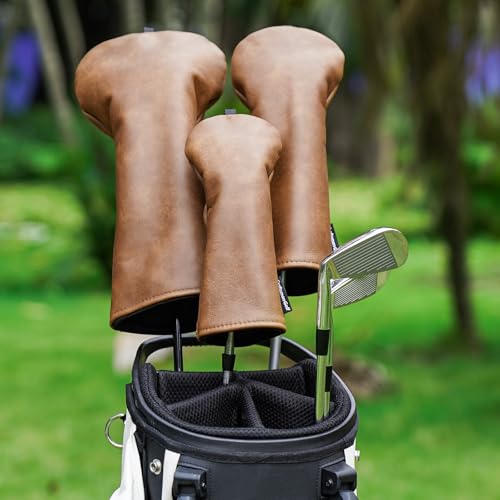 Craftsman Golf Genuine Leather Classic 1 Set Golf Club Covers for Woods and Driver Hybrids