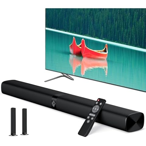 Assistrust Sound Bar, 60W Sound Bar for Smart TV, 5.0 Bluetooth TV Sound Bar, Wired & Wireless Soundbar with Auto Volume Boost, ARC/Optical/AUX Connection, Detachable Soundbar Cover