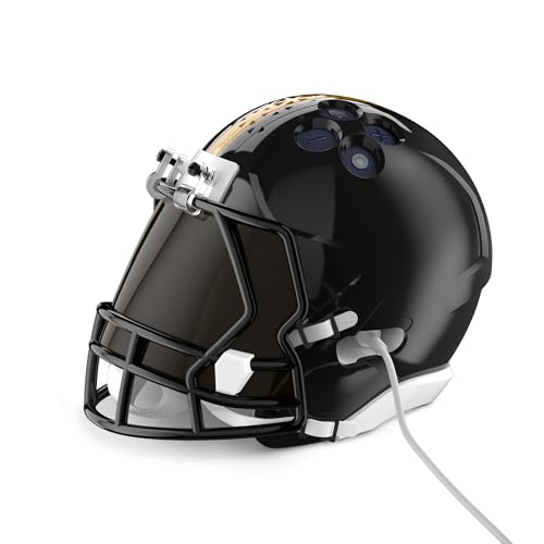 Image of NFL Echo Dot Bundle: Includes Echo Dot | Deep Sea Blue and Limited-Edition NFL Helmet Stand | Pittsburgh Steelers