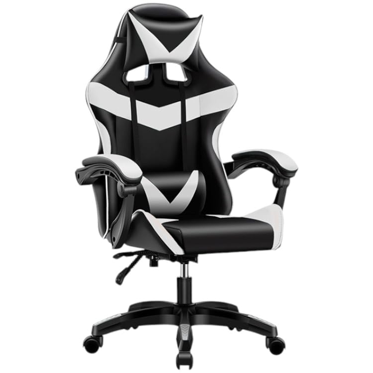 Mi Ko Mi Ka Silla Gaming para Escritorio, Oficina y Juegos Online Giratoria. Silla Cómoda de Altura Ajustable para Gaming ergonómica, de Piel sintética (SILLA-GAMING-813-BLANCO)