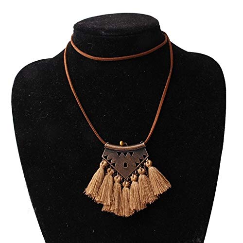 Preisvergleich Produktbild FEELHH Lange Pulloverhalskette,Böhmische Geometrie Wolle Quasten Halskette Ethnischen Gesäumten Halskette Klassischer Schmuck Schönheit