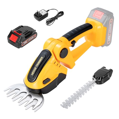 Tarlido Cordless Grass Shears & Hedge Trimmer, Electric Bush Trimmer with Charger, Handheld Battery Powered Grass Trimmer for Makita 18V Battery, Grass Cutter for Garden Yard Lawn（Yellow）