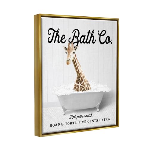 Image of Stupell Industries 'Bubble Bathtub Giraffe'| Floating Frame Canvas Art