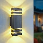 Gziztx Outdoor Wall Lights Mains Powered IP65 Up Down Light Front Door Lights, 2 Bulbs LED Outside Lights for Front Door Porch Garden, Modern Outside Lights with GU10 Bulbs