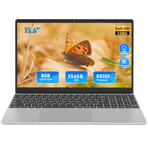 Trygood 15.6 Inch FHD Laptop Computer, 8GB RAM 256GB SSD, N5100 Notebook, Fingerprint Reader,...